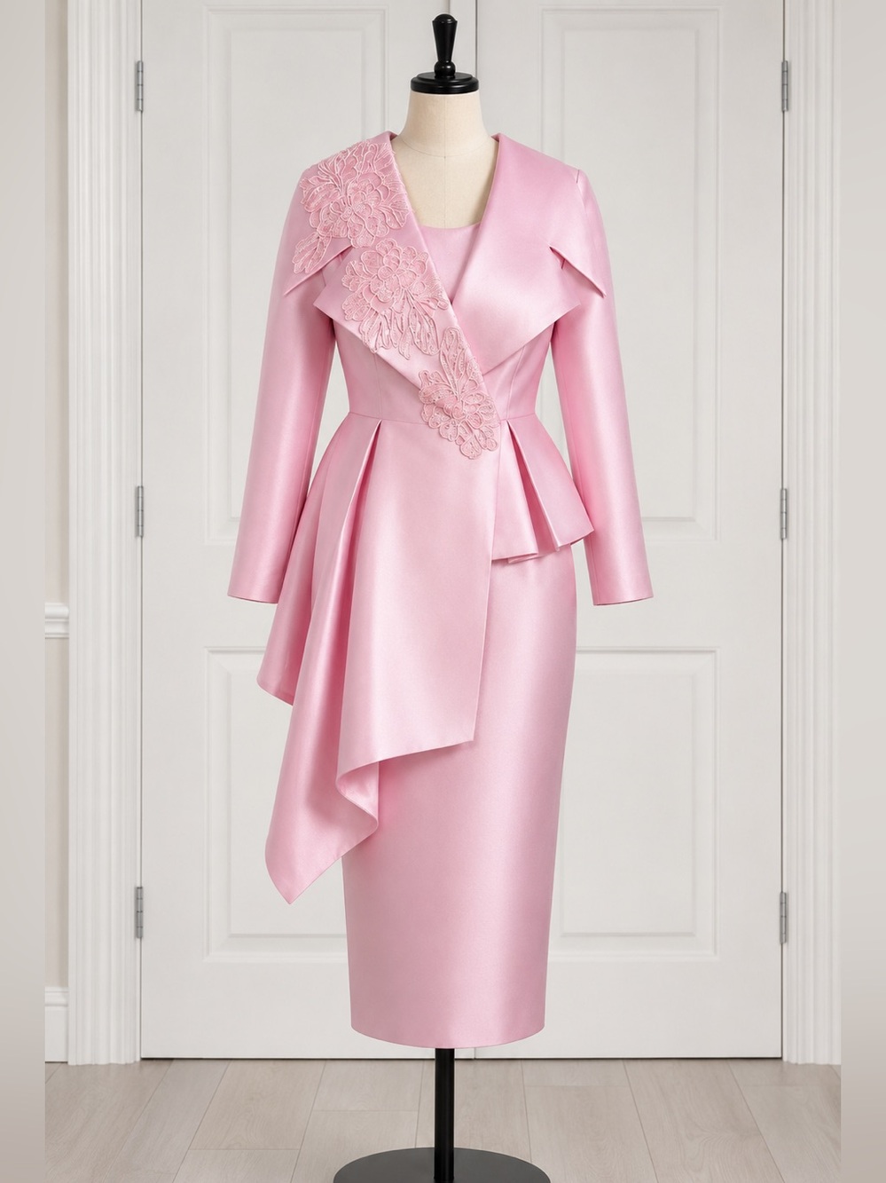 GMI Women’s Pink 3 Pc Skirt Suit Jacket Top Set Embroidered Church Size 8